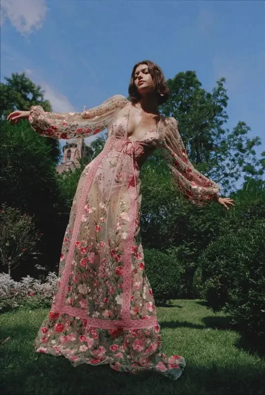 Summer Long Beach Dresses Sheer Panel