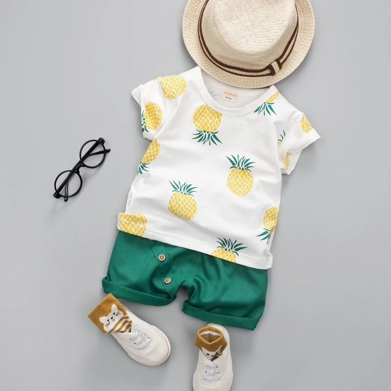 Soft Touch Texture Anti Odor Treatment Summer Short-sleeved Suit Kids T-shirt Clothes Kids Shorts Two-piece Suit