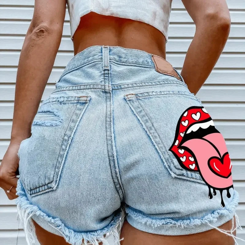 Women Denim Summer Shorts Breathable mesh
