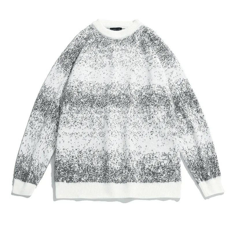 Gradient Noise Pattern Loose Crew Neck Sweater Fashion Layers