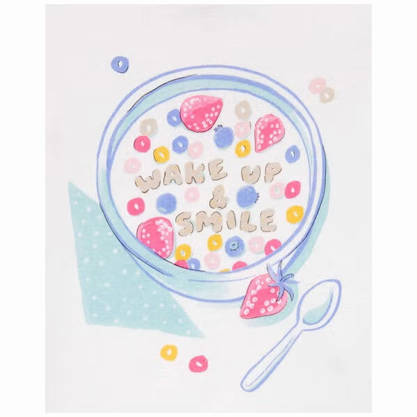 ConvertibleCollar Stretch Comfort Girls' 4-Piece Short-Sleeve Breakfast Cereal Pajama Set 3S902910