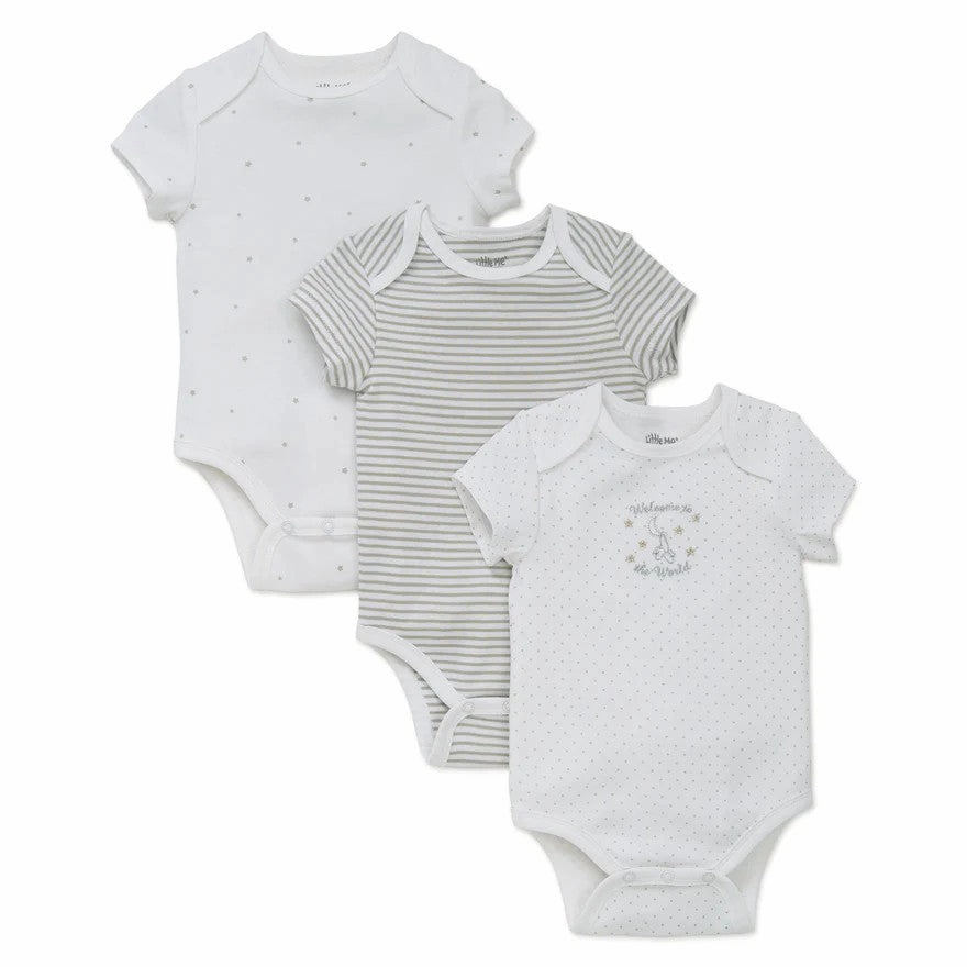Temperature Control Technology NaturalFiberBlend Baby's 3-Pack Welcome to the World Bodysuits LB805893N