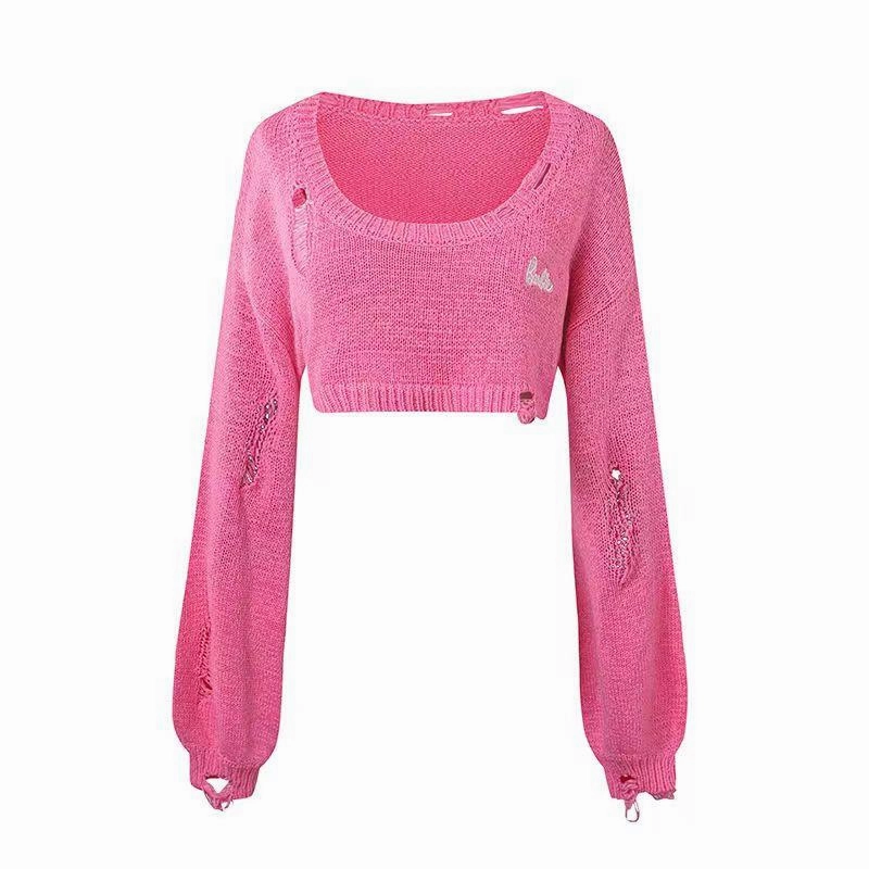 Fashionable Look Winter Fashionable Sweet And Spicy Hollow Hole Short Sweater Girl