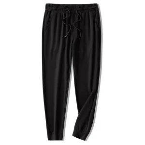 Summer New Men'S Casual Pants Pure Color Mulberry Silk Knitted Pants StainResistantCoating