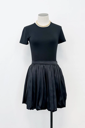 Silky feel Crease Resistant Satin Bubble Hem Mini Skirt