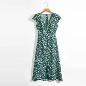 Lightweight-Structure Casual Floral Printed Slim Dress