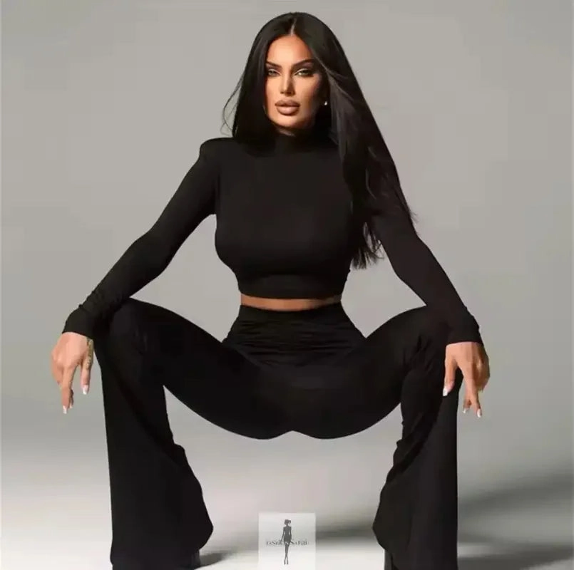 Crop Tops Flare Pants Outfits Wide-leg cut