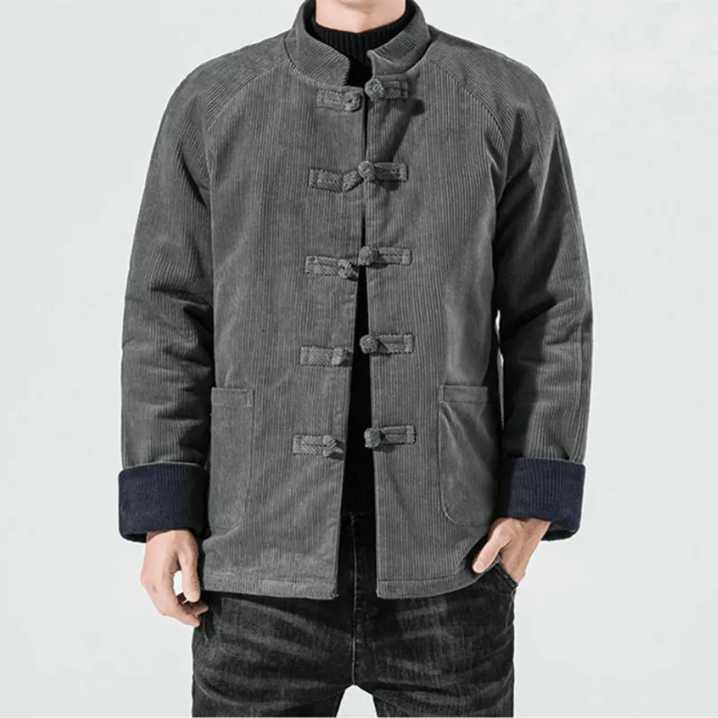 Reflective Safety Trim Men'S Simple Corduroy Thick Warm Cotton Coat