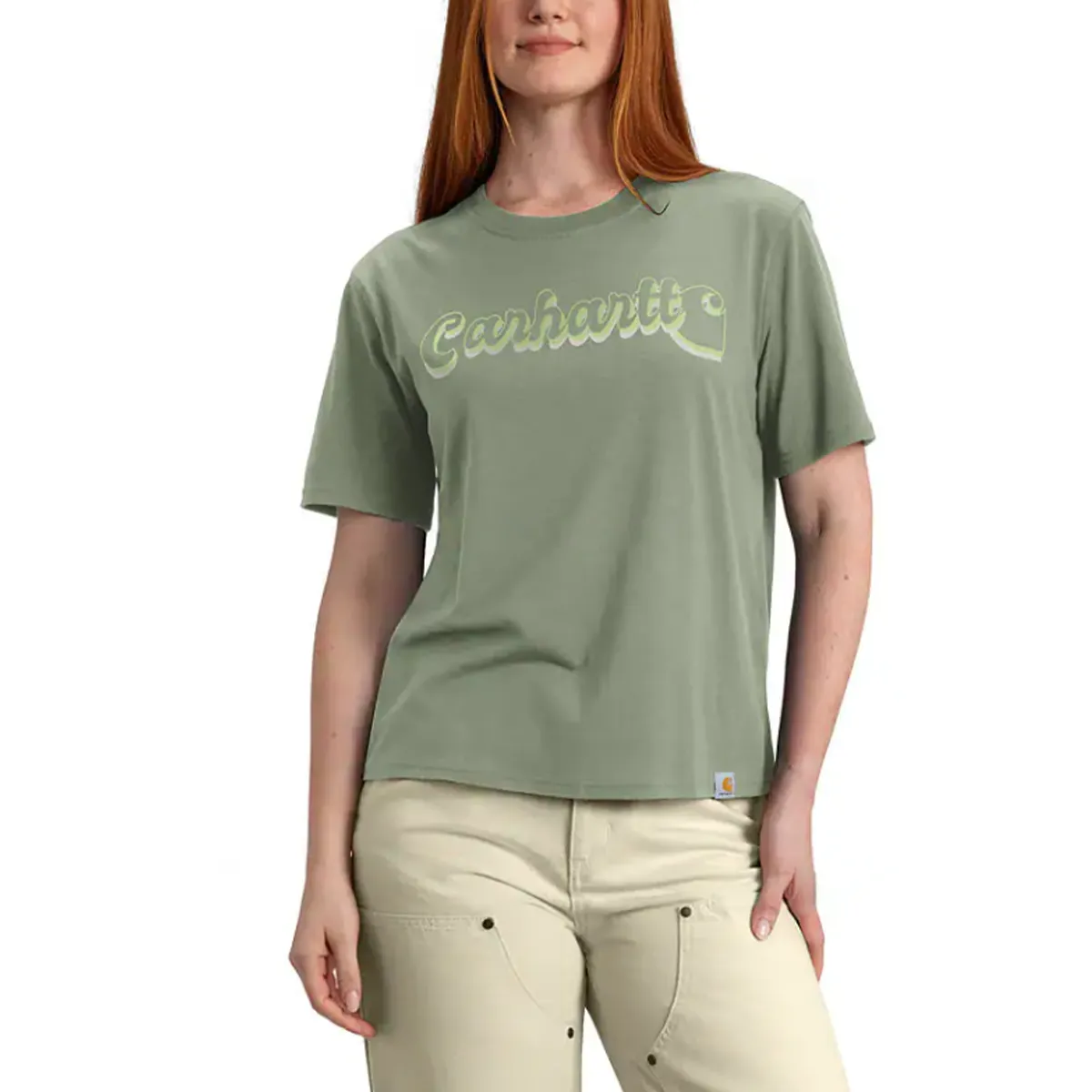 High Neck Design Women's TENCEL Fiber Series Loose Fit Short-Sleeve Script Graphic T-Shirt 106833