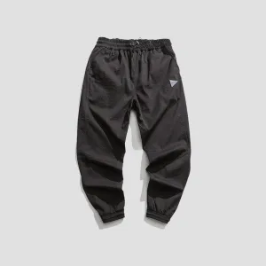 UV protection coating StretchWaistband Drawstring Overalls Trendy All-Match Men'S Nine-Point Casual Pants