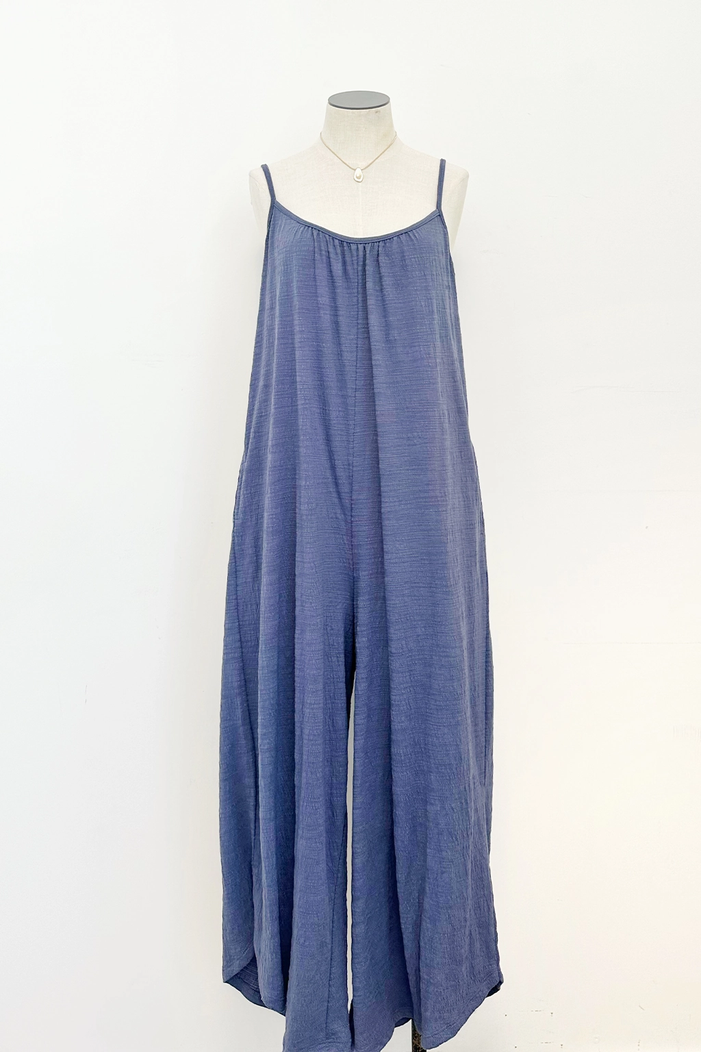 Textured Flared Jumpsuit Bold Structure Color Soft