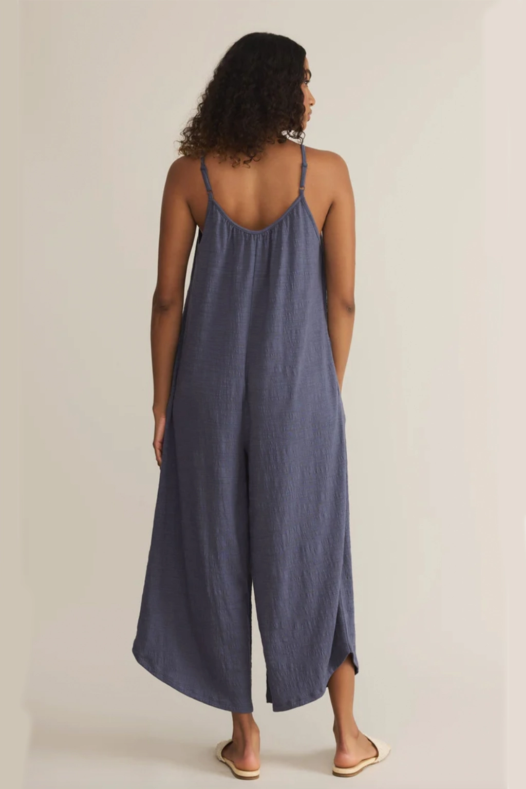 Textured Flared Jumpsuit Functional-Design Smart Layer