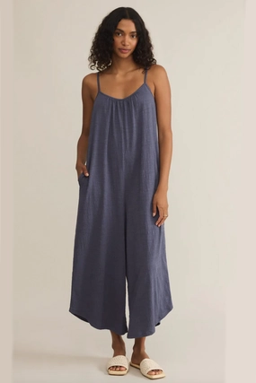 Textured Flared Jumpsuit Trendy Everyday Calm Lines
