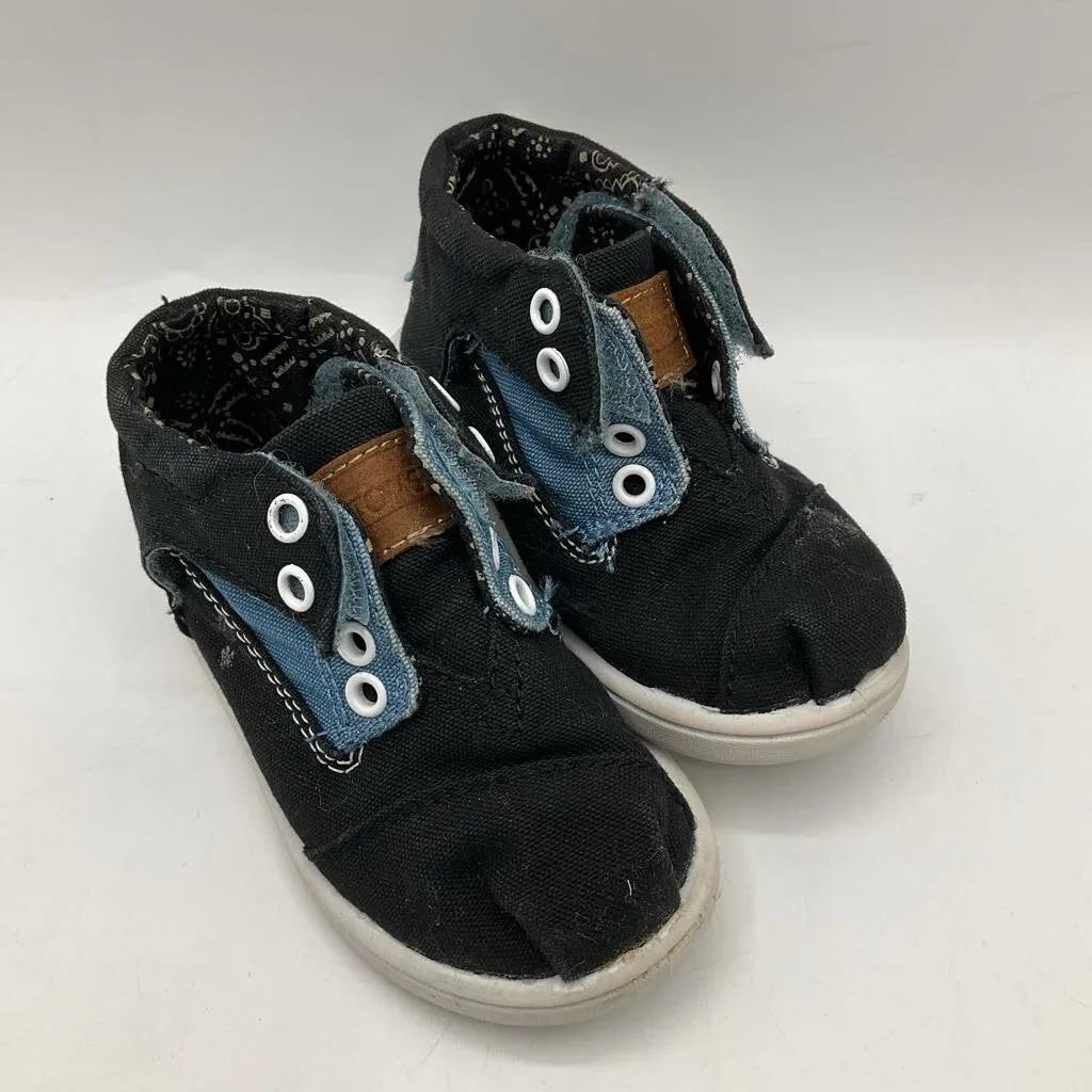 Adaptive Harness System Vegan Synthetic Leather Size 6: Toms Black/Blue/Brown Slip-On Sneakers