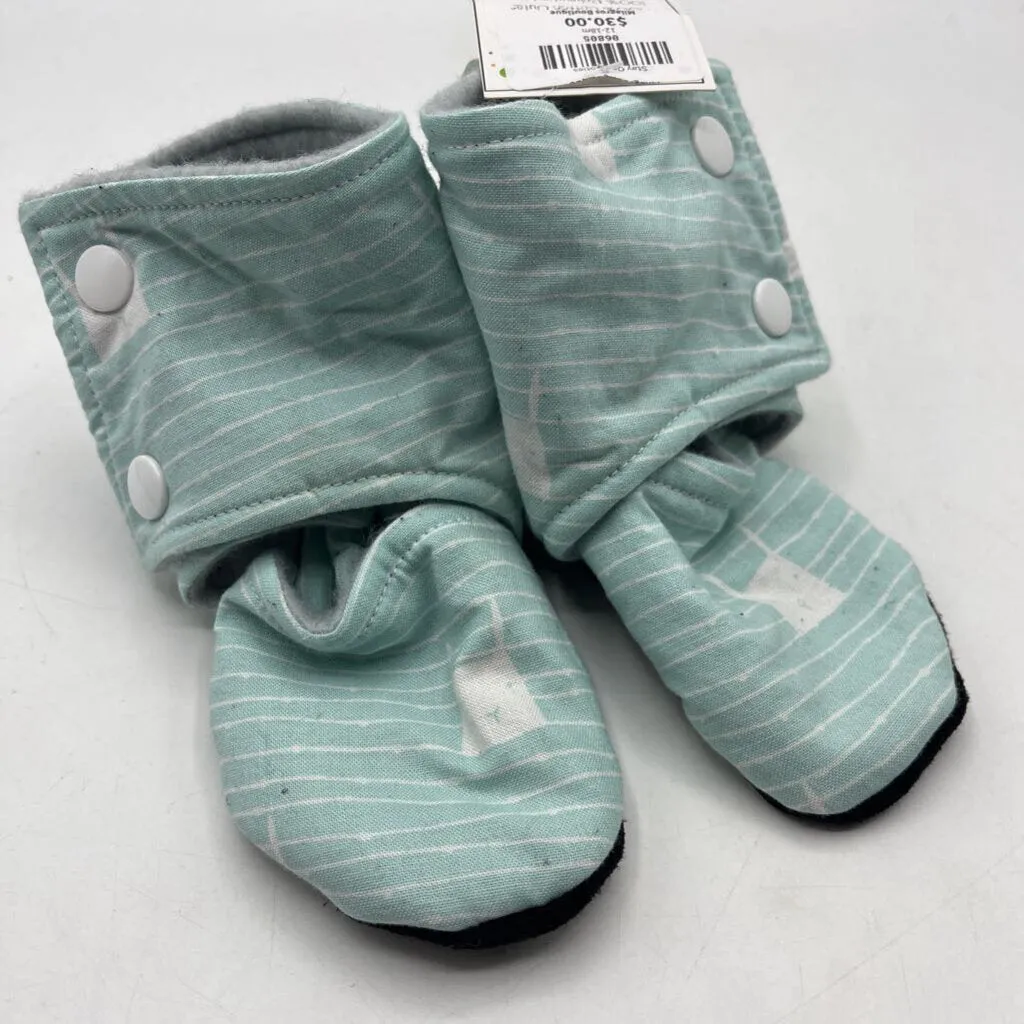 golf shoes High-performance Size 12-18m: Beaneroobaby Blue/White Striped Bunny Soft Leather Sole Booties-NEW