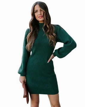 Thickened and tight knit wool dress All Gender Fit soft look
