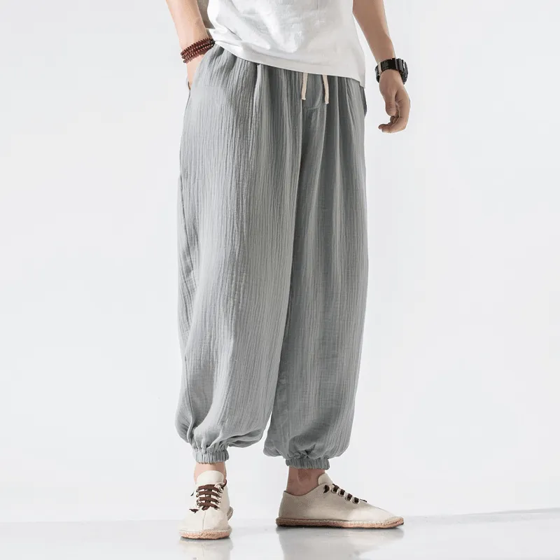 Convertible legs TearResistantPanels Thin Pants plus Size Casual Pants Harem Pants Wide Leg Pants Men