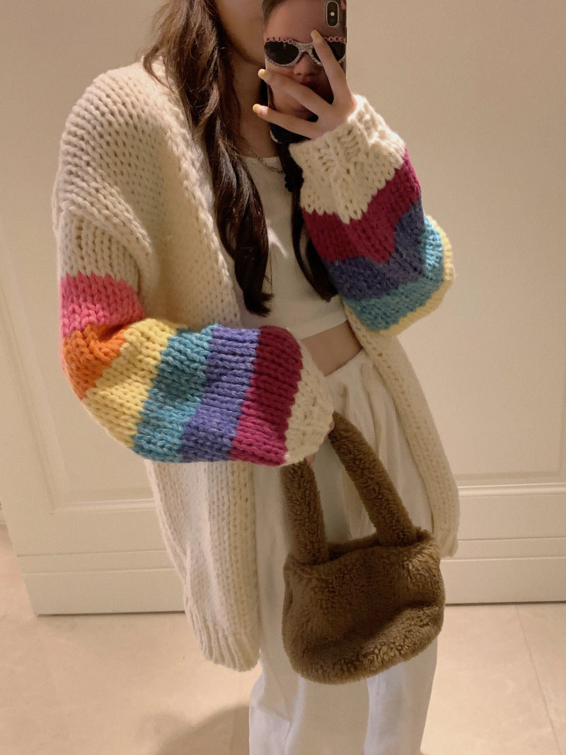 Colorful Soft Glutinous Cardigan Sweater Coat Women's Gentle And Lazy Active Stretch Fit
