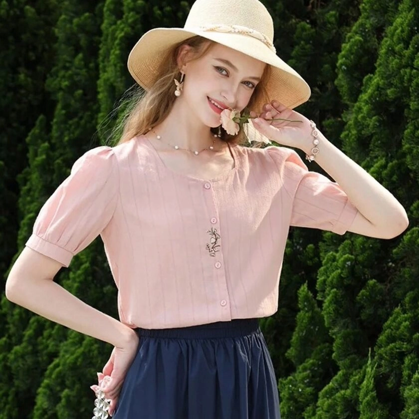 Street Chic Essential Layer Autumn Fresh Embroidered Cotton Shirt