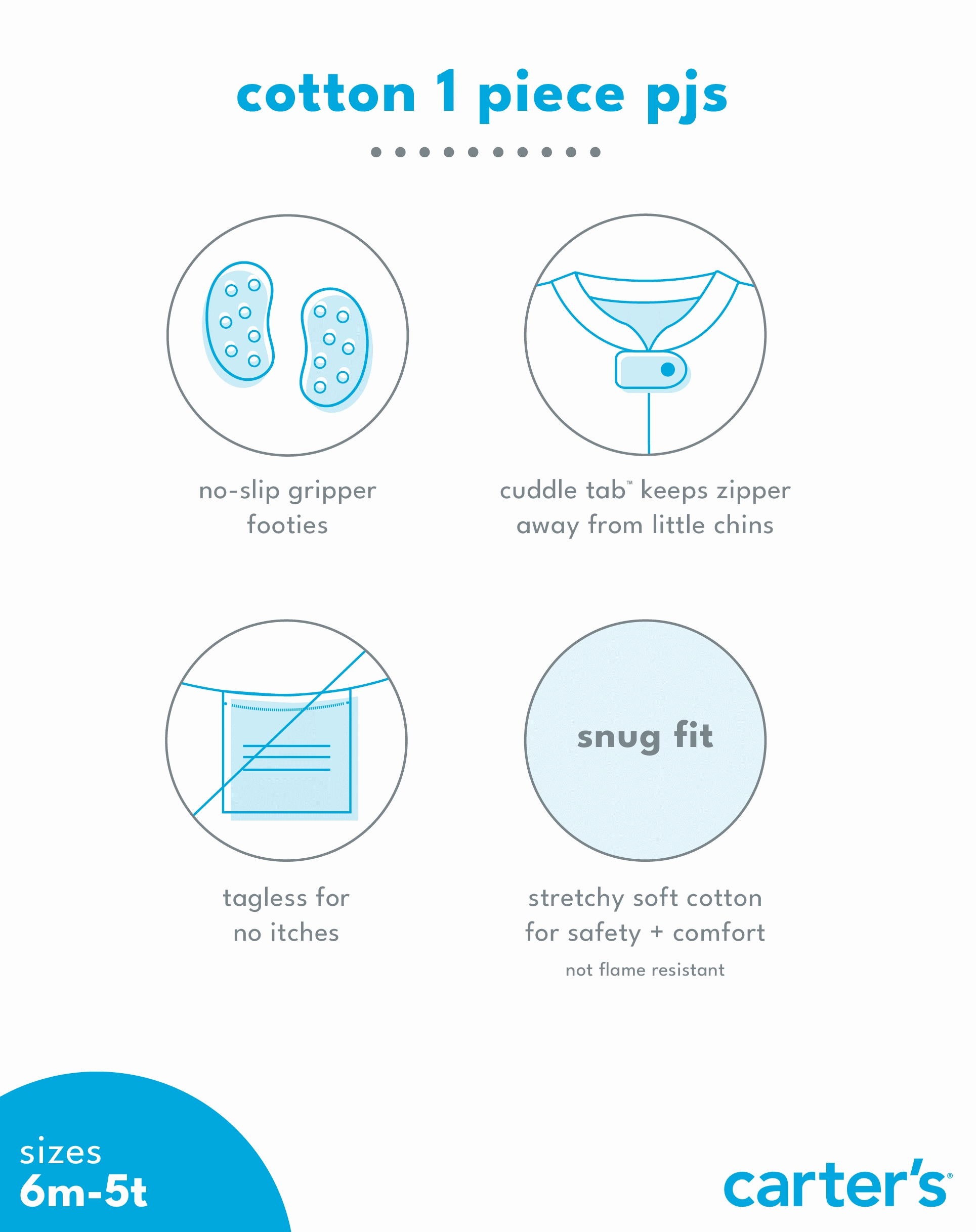 Lightweight Blouse Adaptive Waistband Toddler Boy Safari Print Snug Fit Cotton Footie 1-Piece Pajamas - Blue 2S401110-969