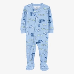 OdorResistant Technology Toddler Boy Safari Print Snug Fit Cotton Footie 1-Piece Pajamas - Blue 2S401110-969