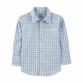 Reflective details Ventilated Panels Toddler Boys' Plaid Long-Sleeve Button Down Shirt 2S487210