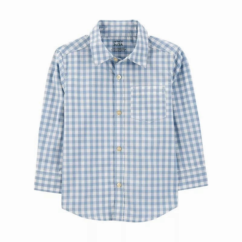 Reflective details Ventilated Panels Toddler Boys' Plaid Long-Sleeve Button Down Shirt 2S487210