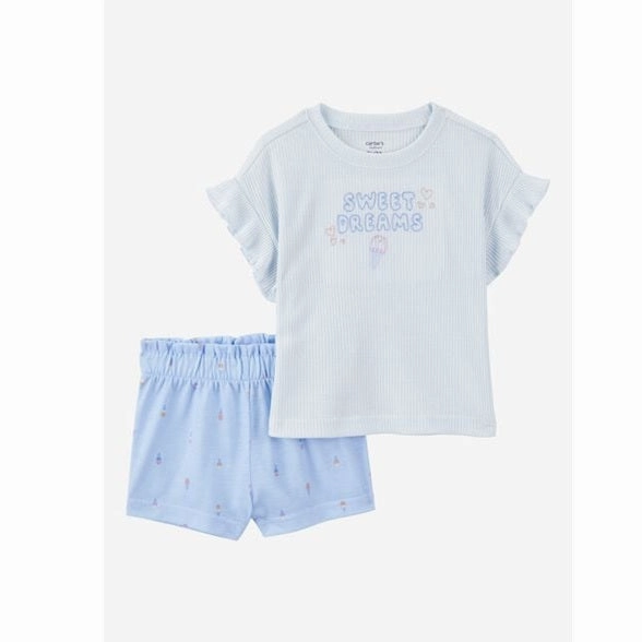 Toddler Girl Ice Cream Print Loose Fit 2-Piece Pajamas - Blue 2S395810-969 Fleece Pullover