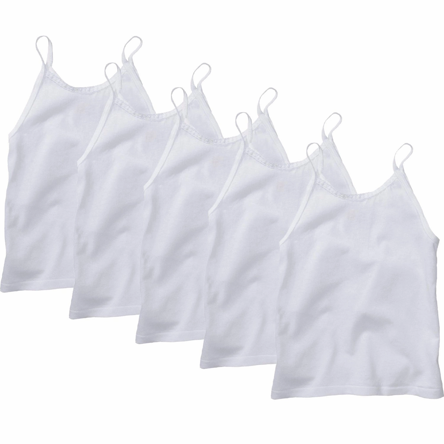 Wear Resistant Edge Toddler Girl's White Cami 5-Pack TV30P5