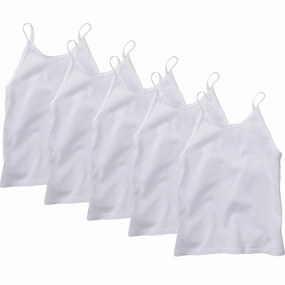 BreathableFabricTech Office Attire Toddler Girl's White Cami 5-Pack TV30P5