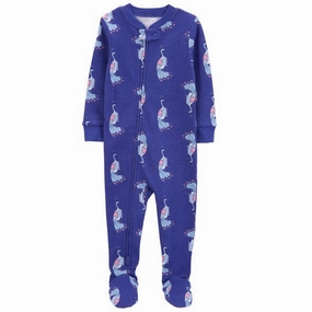 DoubleLayered Neckline Toddler Girls' Navy Peacock Sleeper 1R016010-969