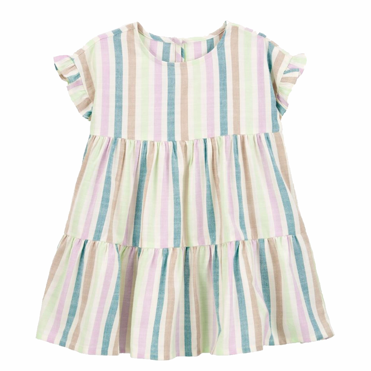 Toddler Girls' Striped Tiered Linen Dress 2S783010 AntiPilling Finish