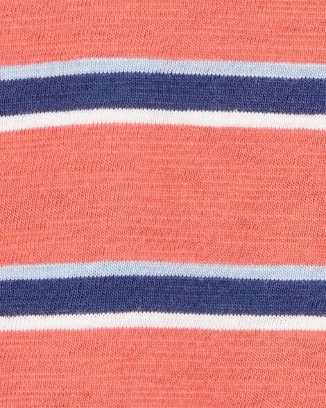 Toddler Striped Cotton Short-Sleeve Henley - Orange 2S803010-800 Loose Sweater