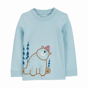 NonChafing Fabric Toddler Winter Bear Graphic Long-Sleeve Tee 2S012710