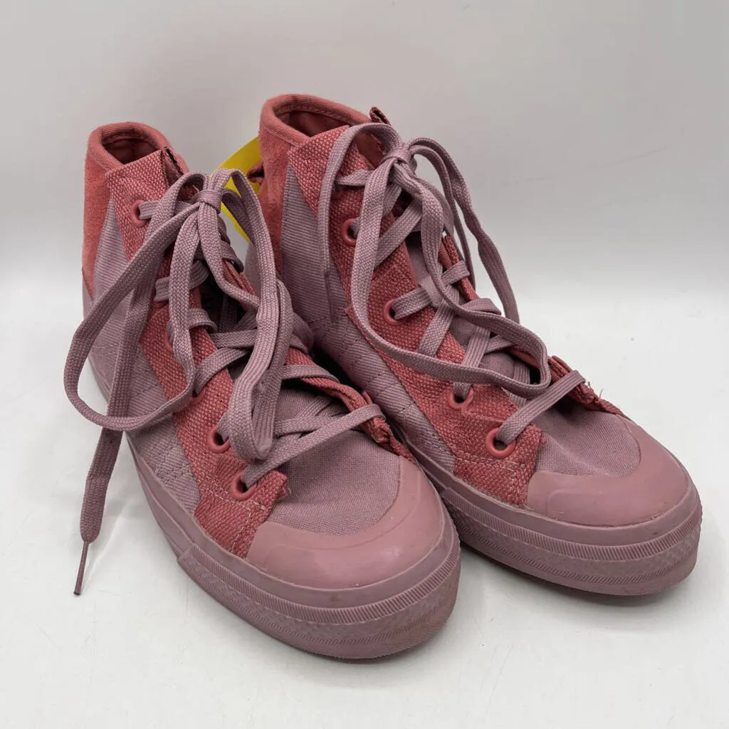 Size 6Y: Adidas Pink/Purple Lace-Up Sneakers Synthetic Upper Resilient Touch