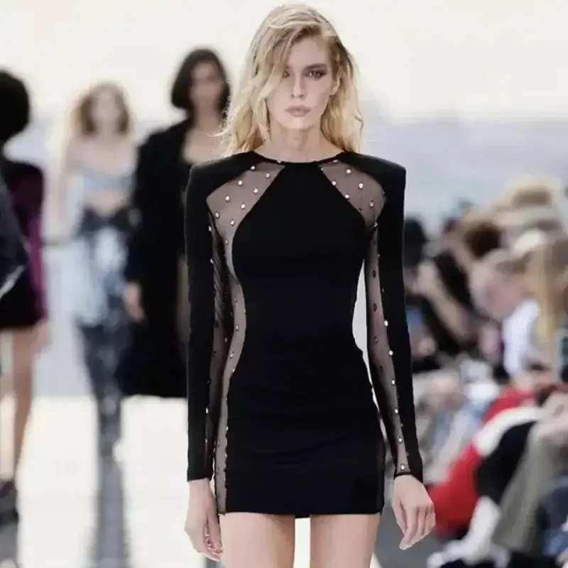 Newest Mesh Glamorous Mini Dress Outdoor Shirt