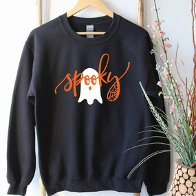 Jungle style Halloween Spooky Ghost Colorful Letter Printed Sweater Girl