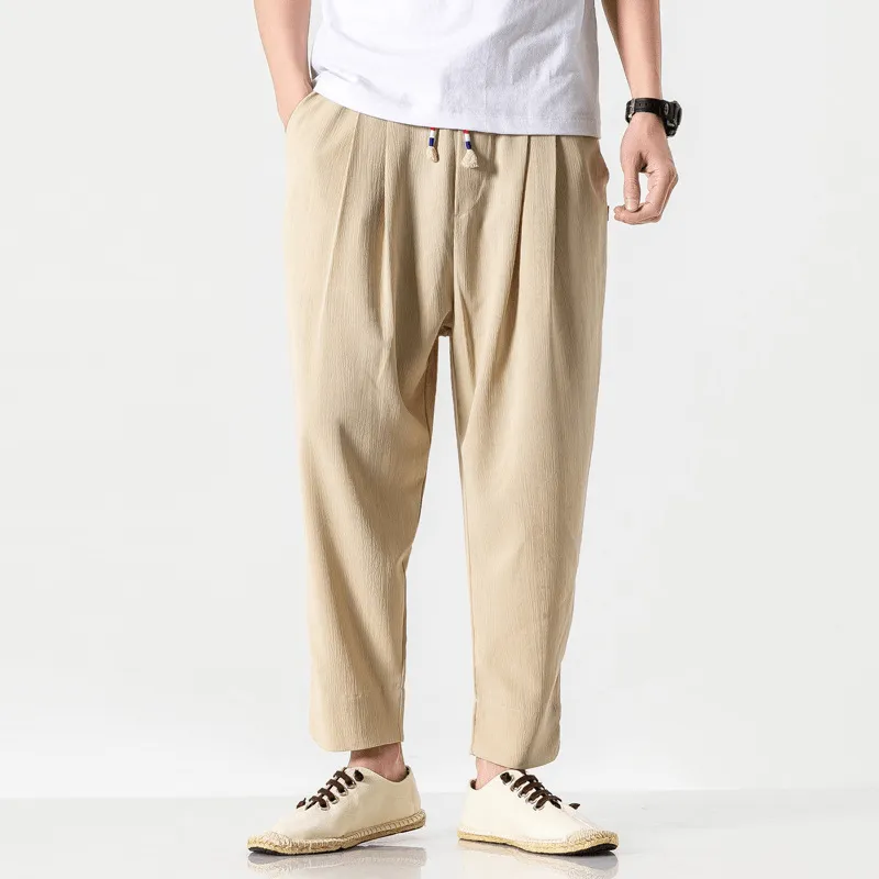 Trendy Retro Harlan Cropped Pants Men Pull-on style