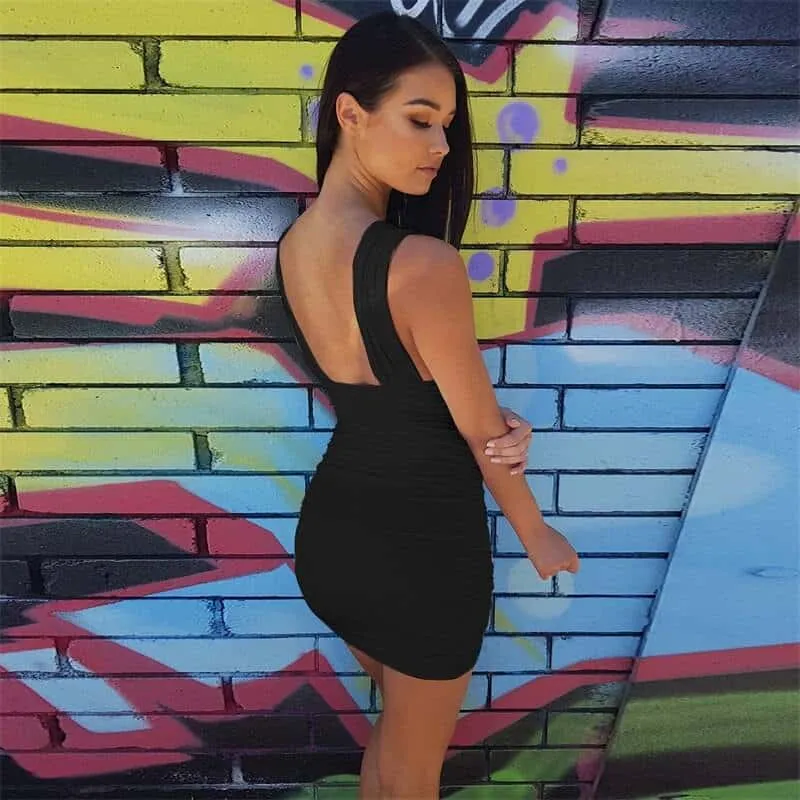 Off Shoulder Mini Bodycon Dress for Women Minimalist Layering