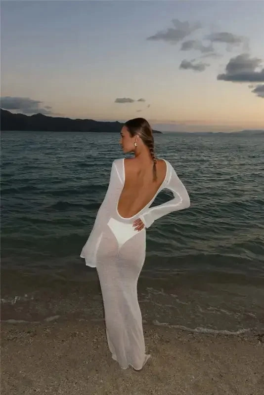 Sunset Views Reinforced Stress Points Beach Vacation See-through Dress