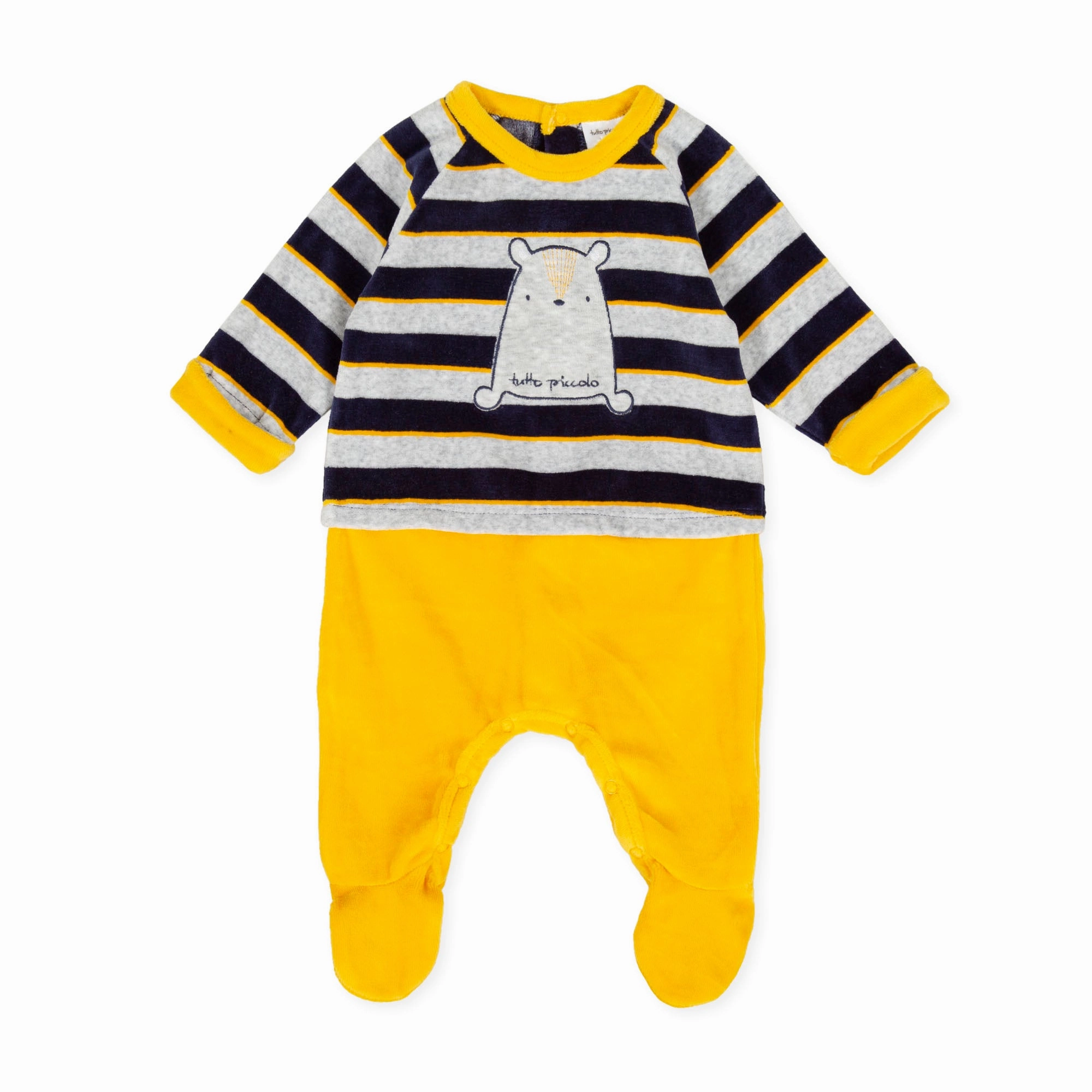 Tutto Piccolo 9095 Pelele M/L Tundosado Velour Babygrow - Navy Blue Breathable mesh Moisture control