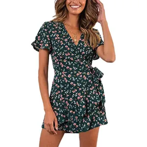 Stitching Print Skirt Temperament Commuter Mid-waist Dress Grab Quick