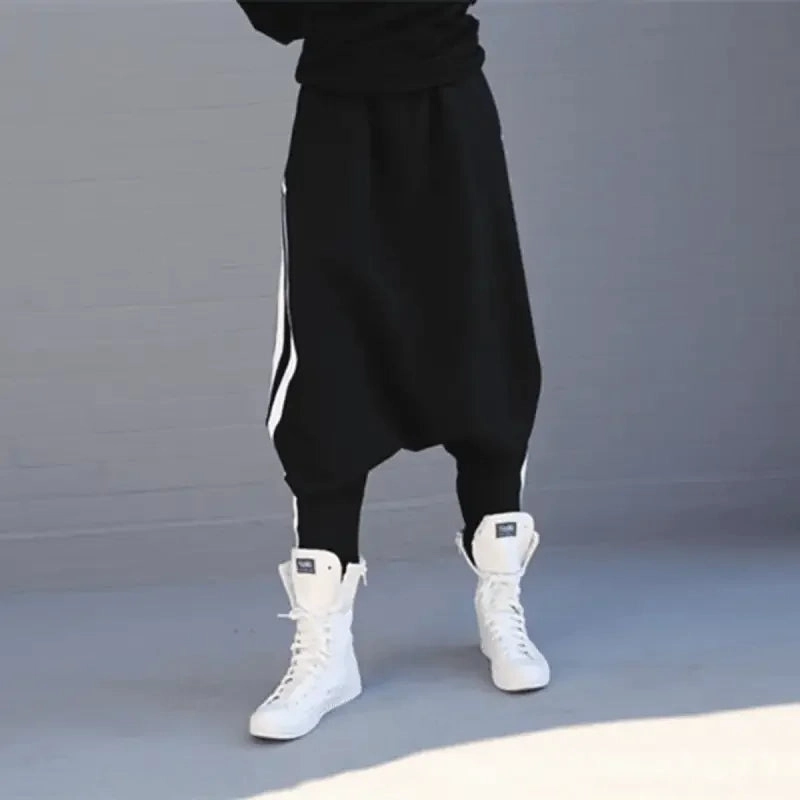 Mesh Lined Rugged Wear Women Loose Striped Pants