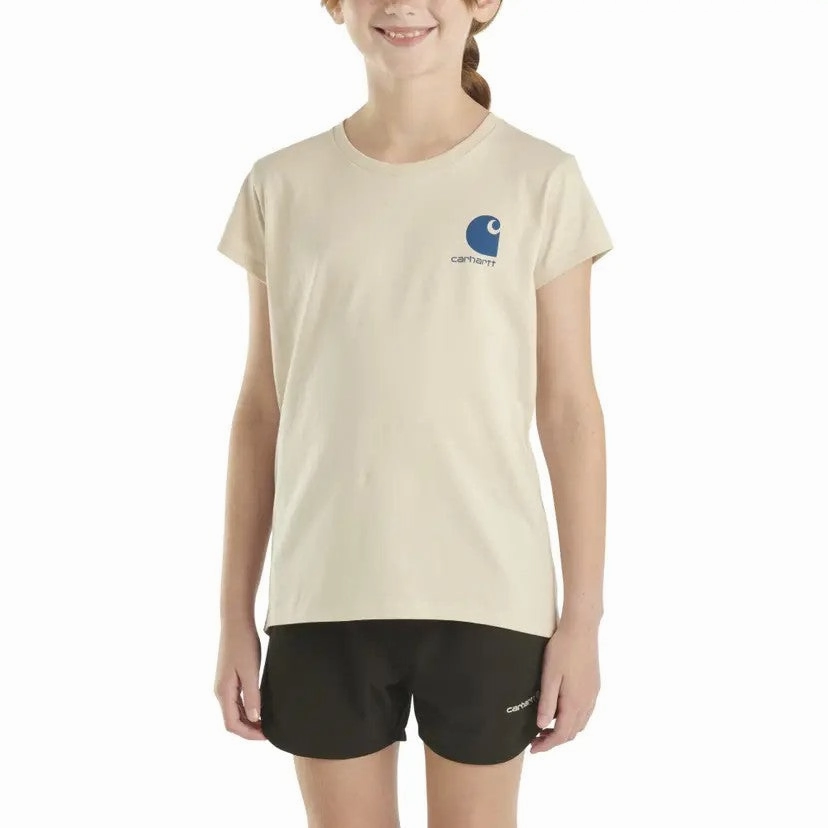 Girls' Short-Sleeve Mountain T-Shirt CA7015 NoSlipSurface HighNeckCut