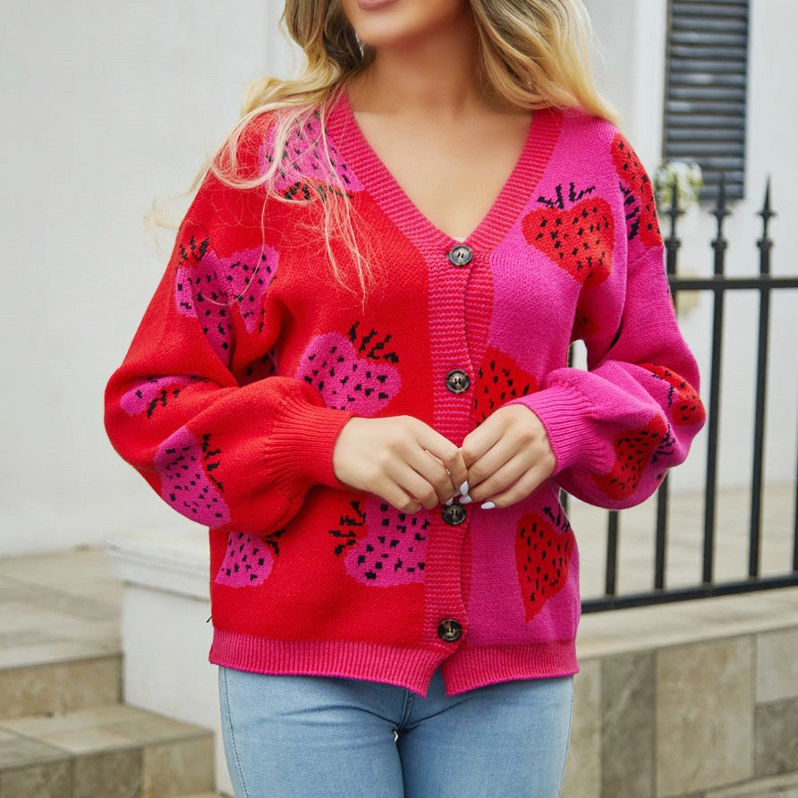 Comfy Hug Comfy Wear Fit Women's Fashionable Elegant V-neck Buttons Cardigan Jacket