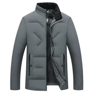Business Stand Collar Zipper Silk-like Casual Cotton-padded Jacket Winter Outerwear AbrasionResistant