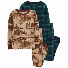 FrayResistant Fabric Boys' 4-Piece Woodlands Pajamas 3P843910