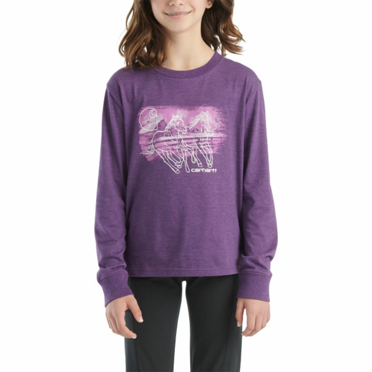 ChafeFreeEdging Girls' Long Sleeve Horse T-Shirt CA7066