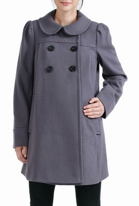 Momo Maternity Women's 'Natalie' Wool Blend Peter Pan Collar Coat Eco Nice