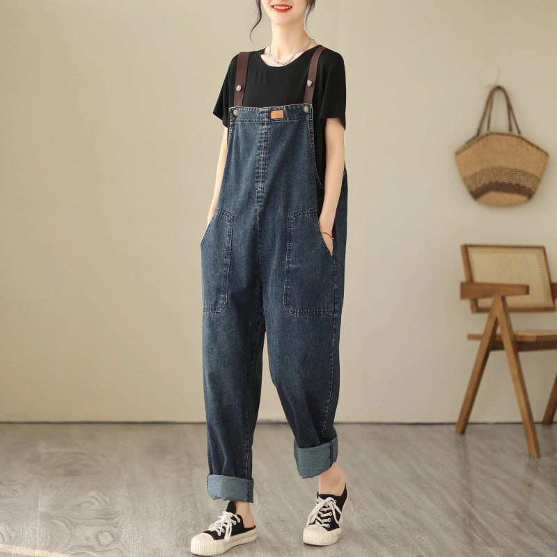 Light Outfit Perfect Basic 2023 New Real Time Denim Strap Pants Women